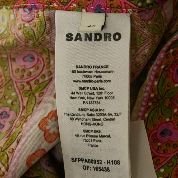 Pre Owned Sandro Multicolor Printed Crepe Flared Trousers L