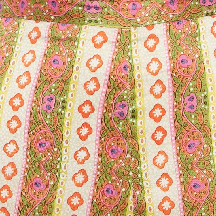 Pre Owned Sandro Multicolor Printed Crepe Flared Trousers L