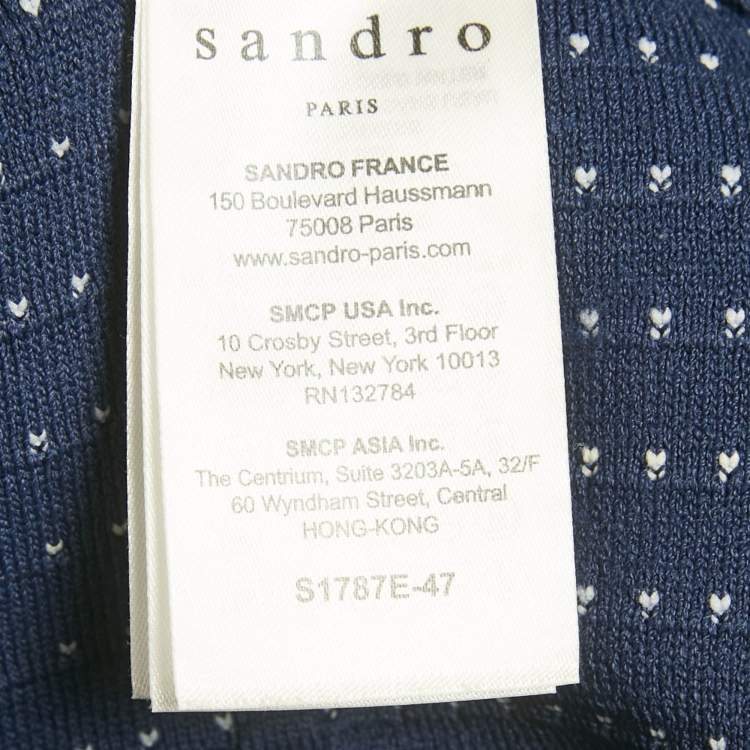 مملوكة مسبقًا Sandro Navy Blue Jacquard Knit Top S