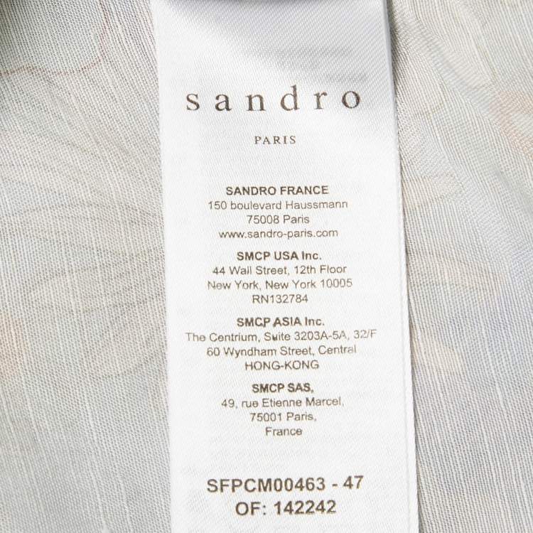 Pre Owned Sandro Blue Floral Print Crepe Tie-Up Shirt S