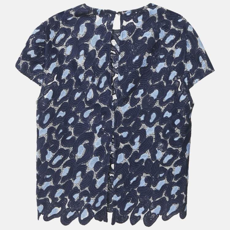 مملوكة مسبقًا Sandro Navy Blue Lace Crop Top S