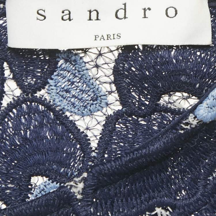 مملوكة مسبقًا Sandro Navy Blue Lace Crop Top S
