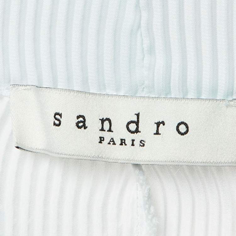 مملوكة مسبقًا Sandro Blue Colorblock Plisse Runner Shorts L