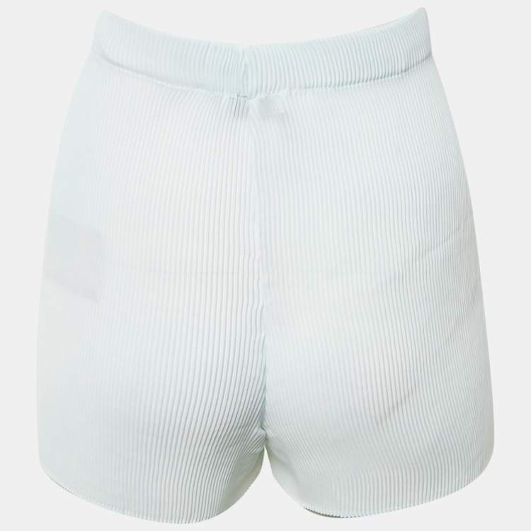 مملوكة مسبقًا Sandro Blue Colorblock Plisse Runner Shorts L