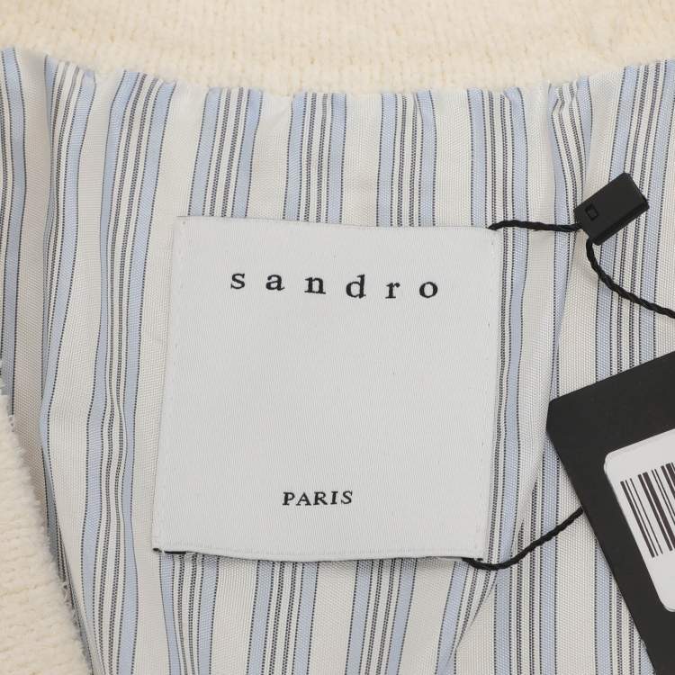 Pre Owned Sandro Cream Knit Button Front Sweater L