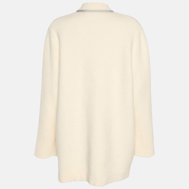 Pre Owned Sandro Cream Knit Button Front Sweater L