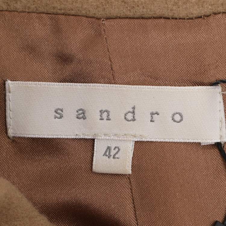 Pre Owned Sandro Brown Wool Blend Double Breast Coat L