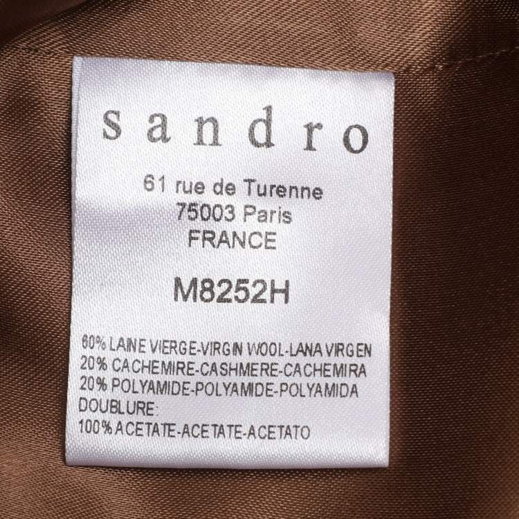 Pre Owned Sandro Brown Wool Blend Double Breast Coat L