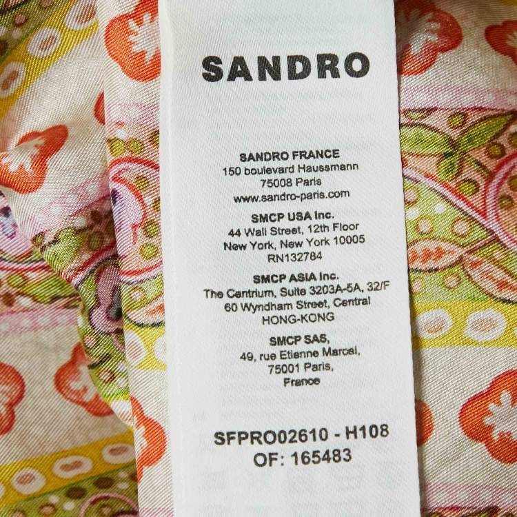 Pre Owned Sandro Multicolor Floral Striped Silk Kaftan Dress S
