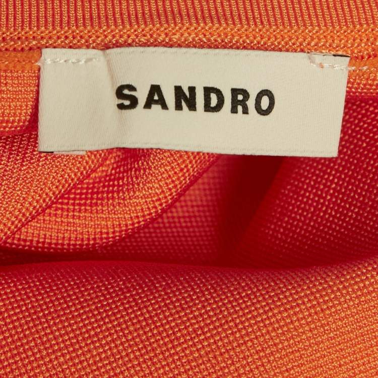 Pre Owned Sandro Orange Tassel Knit Midi Dress XL