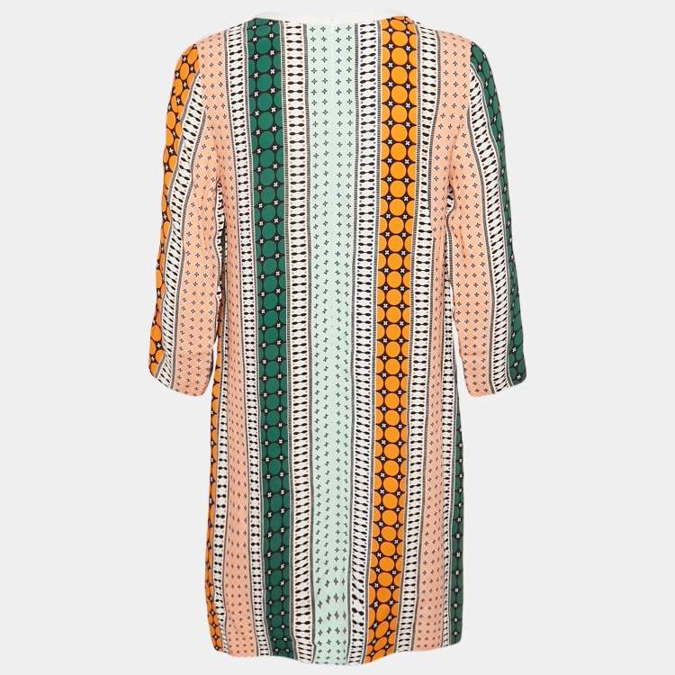 Pre Owned Sandro Multicolor Printed Sateen Cold-Shoulder Mini Dress L