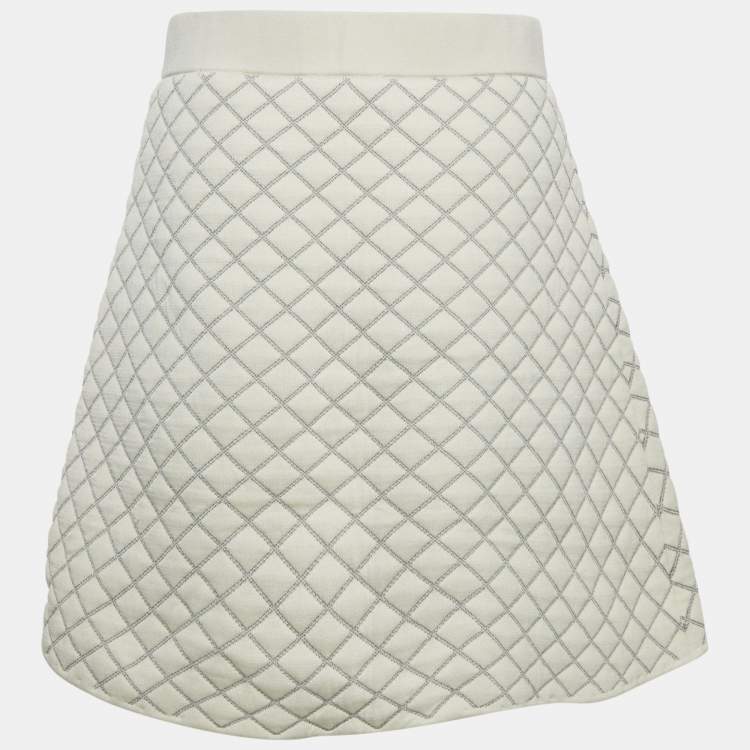 Pre Owned Sandro Cream Quilted Knit Mini Skirt S