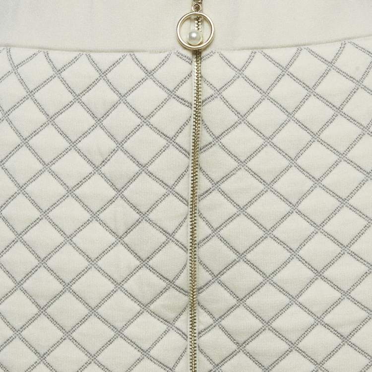Pre Owned Sandro Cream Quilted Knit Mini Skirt S