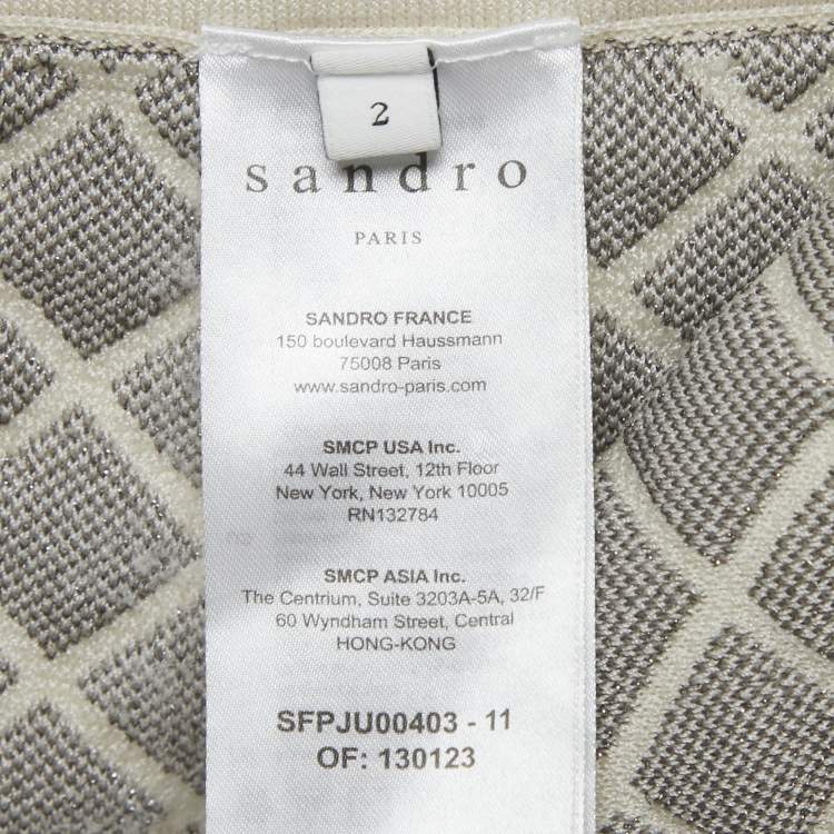 Pre Owned Sandro Cream Quilted Knit Mini Skirt S