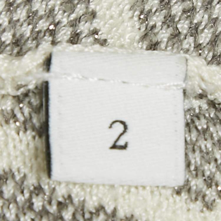 Pre Owned Sandro Cream Quilted Effect Knit Hook Front Jacket S