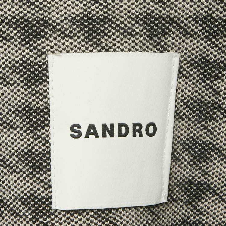 Pre Owned Sandro Black/Off White Houndstooth Knit Oversized Cardigan S