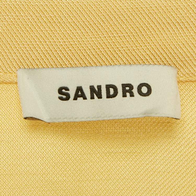 Pre Owned Sandro Yellow Crepe Button Front Mini Dress XS