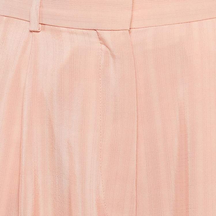 Pre Owned Sandro Light Orange Checkered Texture Crepe Pleated Trouser S