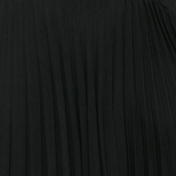 Pre Owned Sandro Black Crepe Plisse Midi Wrap Dress XS