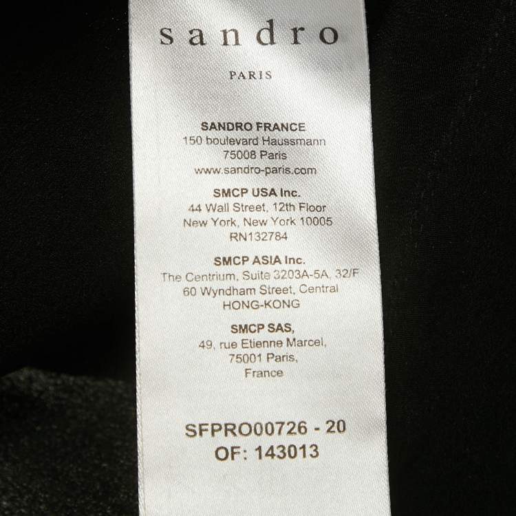 Pre Owned Sandro Black Crepe Plisse Midi Wrap Dress XS
