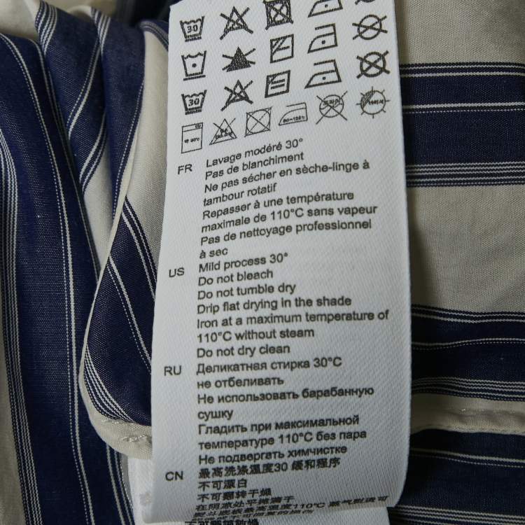 Pre Owned Sandro Blue Stripe Cotton Oversize Collar Chiara Shirt L