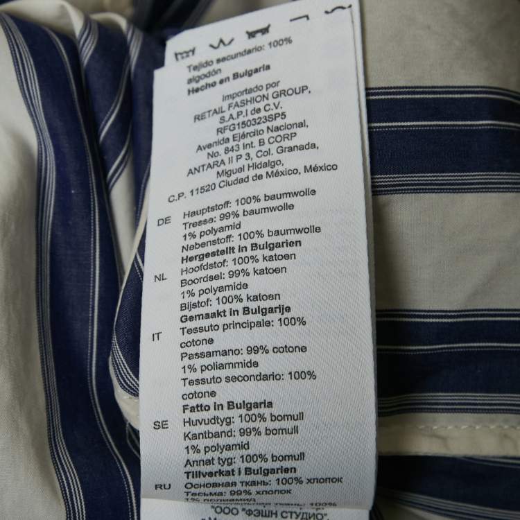 Pre Owned Sandro Blue Stripe Cotton Oversize Collar Chiara Shirt L