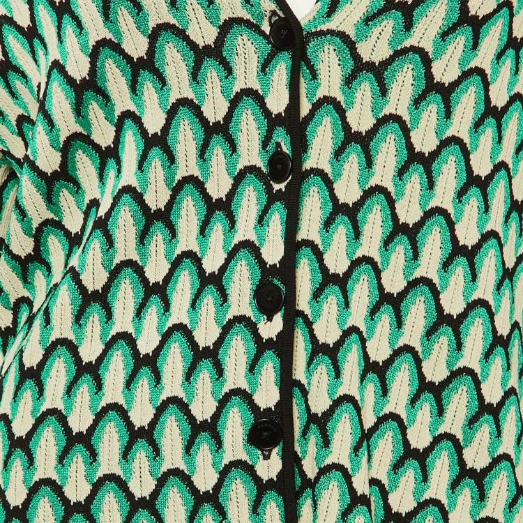 Pre Owned Sandro Green Patterned Knit Cardigan & Pants Set S