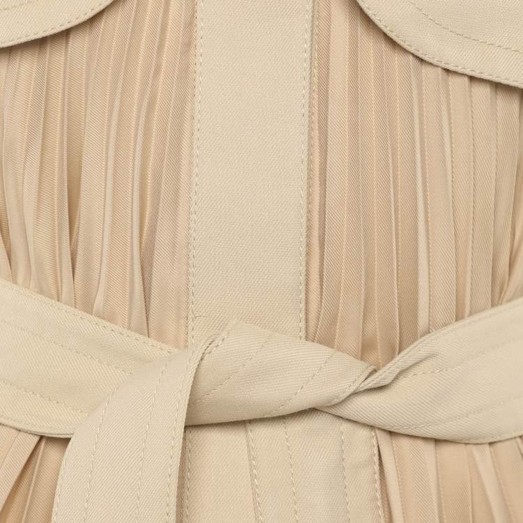 Pre Owned Sandro Beige Gabardine Pleated Trench Coat M