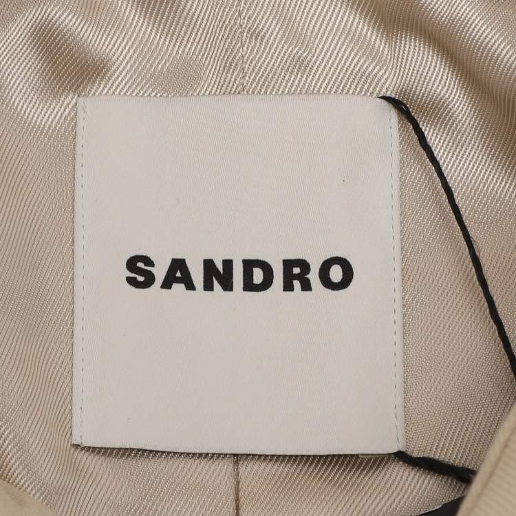 Pre Owned Sandro Beige Gabardine Pleated Trench Coat M