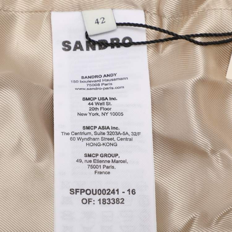 Pre Owned Sandro Beige Gabardine Pleated Trench Coat M