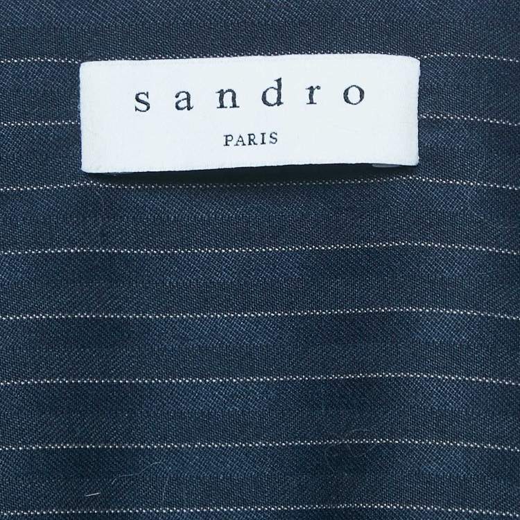 مملوكة مسبقًا Sandro navy Blue Pinstripe Crepe Tailored Sheath Dress S