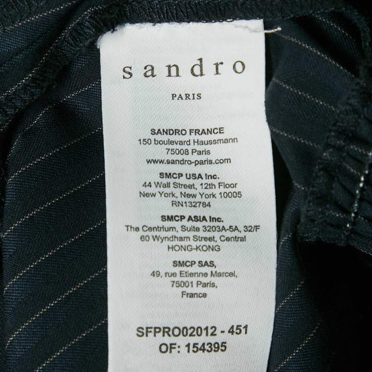مملوكة مسبقًا Sandro navy Blue Pinstripe Crepe Tailored Sheath Dress S