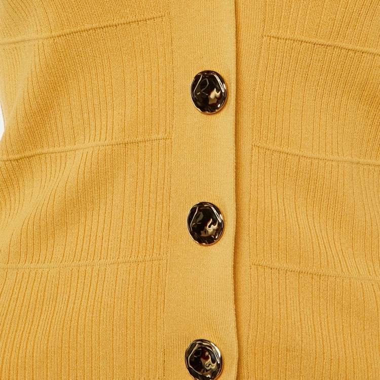 مملوكة مسبقًا Sandro Yellow Knit Polo Neck Cardigan M