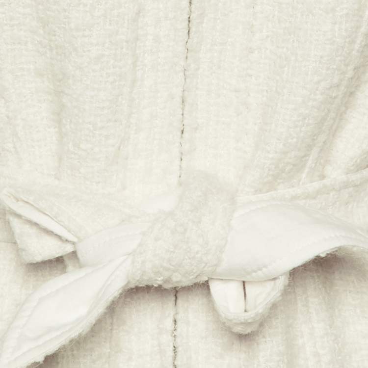 مملوكة مسبقًا Sandro White Tweed & Plisse Detail Coat Mini Dress M