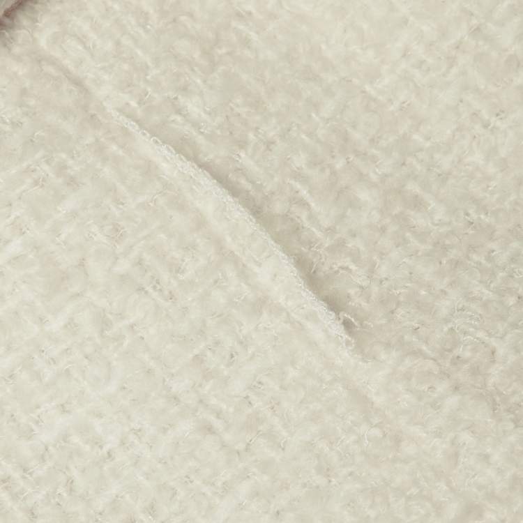 مملوكة مسبقًا Sandro White Tweed & Plisse Detail Coat Mini Dress M