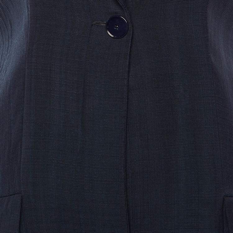 Pre Owned Sandro Navy Blue Crepe Pleated Mini Suit Dress M