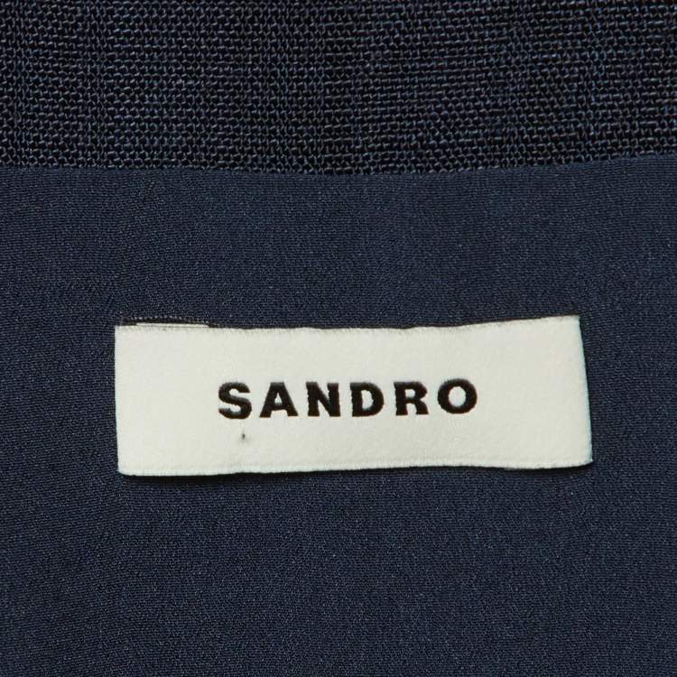 Pre Owned Sandro Navy Blue Crepe Pleated Mini Suit Dress M