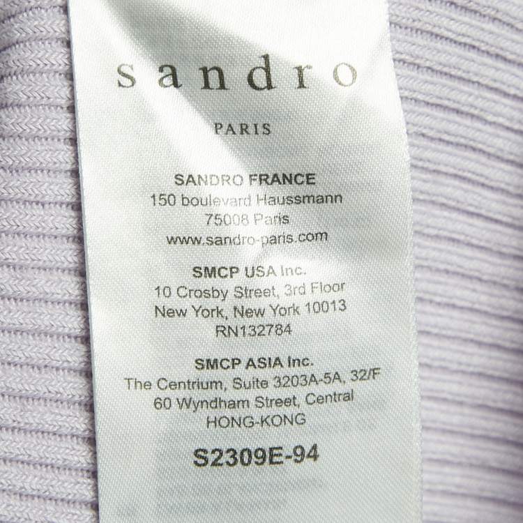 Pre Owned Sandro Light Purple Rib Knit Bell Sleeve Top M