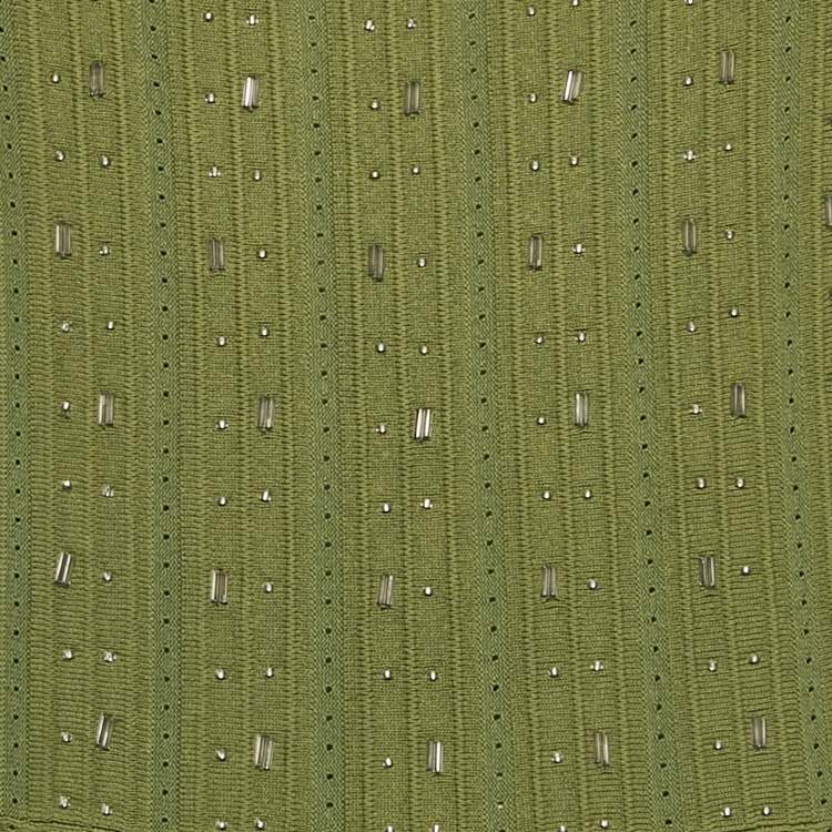 Pre Owned Sandro Green Bead Jewels Knit Flared Short Dress L
