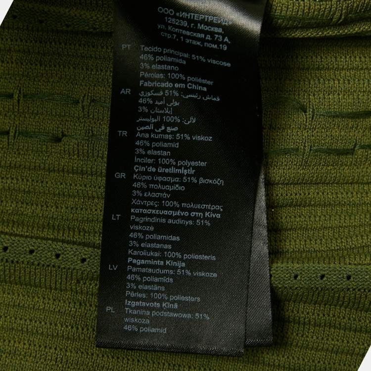 Pre Owned Sandro Green Bead Jewels Knit Flared Short Dress L