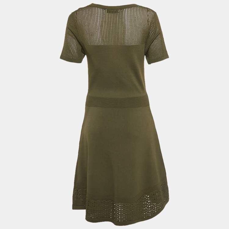 Pre Owned Sandro Green Open Knit Flared Short Dress L