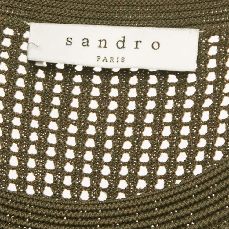 Pre Owned Sandro Green Open Knit Flared Short Dress L