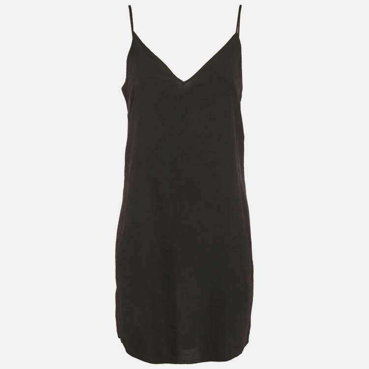 Pre Owned Sandro Black Lace Contrast Trim Detail Shift Dress M