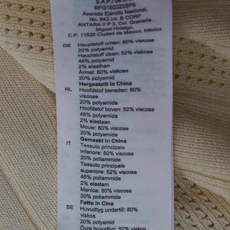 Pre Owned Sandro Cream Pointelle Knit Flared Midi Dress S