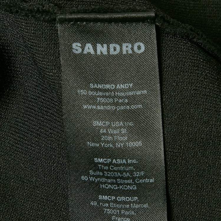 Pre Owned Sandro Black Velvet Knit Cutaway Teardrop Embellished Maxi Dress S