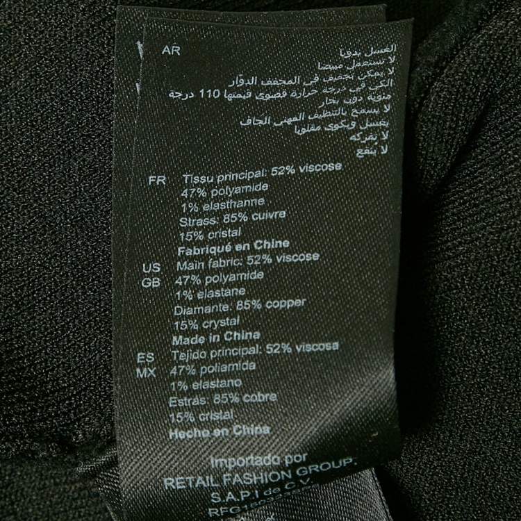 Pre Owned Sandro Black Velvet Knit Cutaway Teardrop Embellished Maxi Dress S