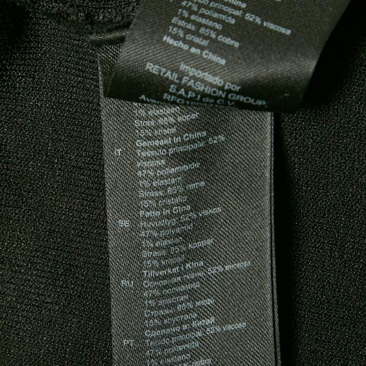 Pre Owned Sandro Black Velvet Knit Cutaway Teardrop Embellished Maxi Dress S