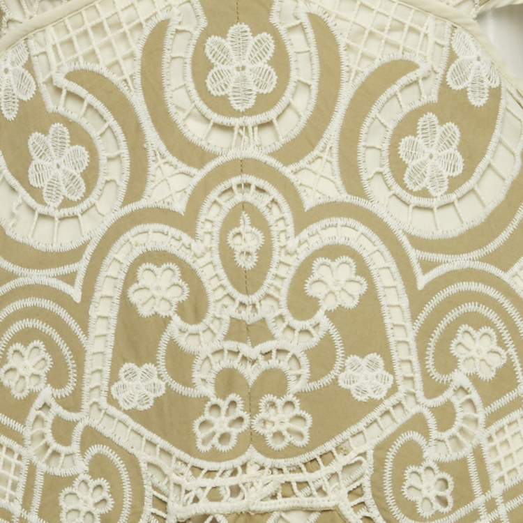 مملوكة مسبقًا Sandro Light Green Guipure Lace Cut Out Midi Dress L