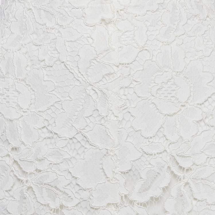 Pre Owned Sandro White Lace Asymmetric Mini Skirt L
