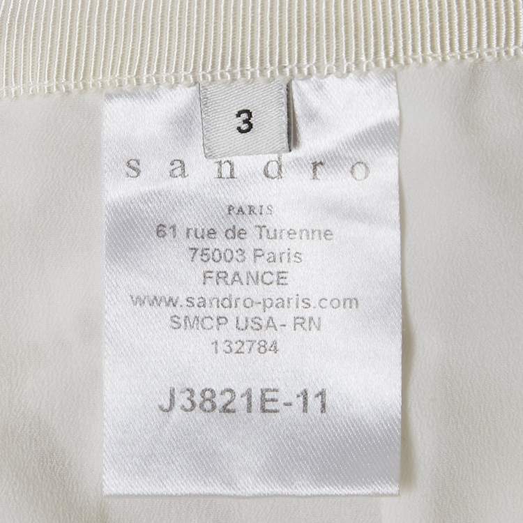 Pre Owned Sandro White Lace Asymmetric Mini Skirt L